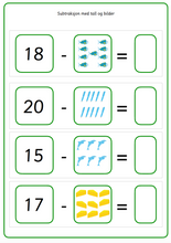 Load image into Gallery viewer, Matematikk subtraksjonsoppgaver