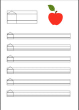 Last inn bildet i Galleri-visningsprogrammet, 29 bokstavark med linjer og bokstavhus
