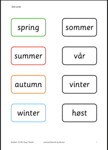 I know numbers 10-100 - days of the week - months of the year