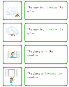 Prepositions - Pictures and Sentences - Simple - Engelsk